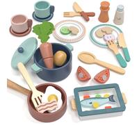 Lehoo Castle Cucina Giocattolo per Bambini, Accessori Cucina Bambini, Pentoline Giocattolo Bambina, Cucina Legno Pentole e Padelle, Giochi di Ruolo per 3+ Anni