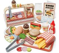 Lehoo Castle Cucina Giocattolo per Bambini, Cucina Bambini in Legno con Hamburger, Regalo per Bambina 3 4 5 Anni