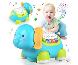 Lehoo Castle Elefanti Musicale Proiettore Giochi Bambini 1 Anno, Gioco per Gattonare con Musica e Luci, Regalo Giochi Neonato 3-6-9-12 Mesi, Idea Regalo di Compleanno Bambino