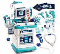 Lehoo Castle Kit Dottoressa Bambina, Carrello Medico Giocattolo, Valigetta Dottore Bambini, Kit Dottore Bambino, Regalo Bambina 3 Anni(Blu)