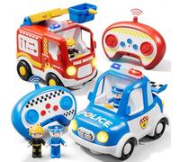 Lehoo Castle Macchina Telecomandata per Bambini, Camion Pompieri Giocattolo, Macchina Polizia Giocattolo, Gioco Bambino 2 Anni