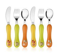 Lehoo Castle Posate Bambini, 6 Pezzi Posate per Bambini Acciaio, Set Posate Bambini con 2 Forchette, 2 Coltello, 2 Cucchiaio, Posate Non è Tagliente per 1 2 3 Anno (arancione)
