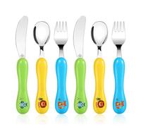 Lehoo Castle Posate Bambini, Set di Posate per Bambini da 6 Pezzi a Partire da 1 Anno, Posate per Bambini Plastica Acciaio Inossidabile Cucchiai Forchetta per Bambini