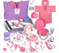Lehoo Castle Valigetta Dottore Bambini, Kit Dentista per Giochi, Valigetta Dottoressa Bambina, Montessori per Bimbi di 3+ Anni, Ragazzi Dai 3+ Anni in Su(Rosa)