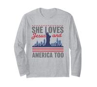 Lei ama Gesù e l'America troppo cristiana libertà patriottica Maglia a Manica