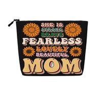 lei è forte coraggiosa impavida adorabile mamma festa della mamma Borsa per il trucco in canapa finta Borsa da viaggio Borsa da toilette Ecologica e durevole con cerniera 9,45 x 6,7 poll