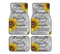 Lei è vestita di forza e dignità Proverbi 31 25 Tappetini per auto Set di 4 pezzi Tappetini antiscivolo per tutte le stagioni universali per auto