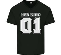 Lei King Divertente Matrimonio Anniversario Uomo Scollo A V Cotone T-Shirt