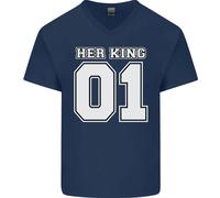 Lei King Divertente Matrimonio Anniversario Uomo Scollo A V Cotone T-Shirt