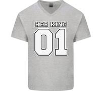 Lei King Divertente Matrimonio Anniversario Uomo Scollo A V Cotone T-Shirt