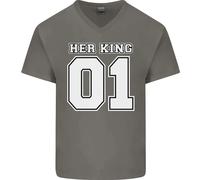 Lei King Divertente Matrimonio Anniversario Uomo Scollo A V Cotone T-Shirt