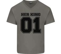Lei King Divertente Valentines Giorno Uomo Scollo A V Cotone T-Shirt