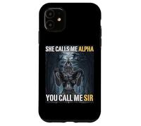 Lei mi chiama Alpha Tu mi chiami Sir Funny Alpha Wolf Meme Custodia per iPhone 11