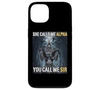 Lei mi chiama Alpha Tu mi chiami Sir Funny Alpha Wolf Meme Custodia per iPhone 13