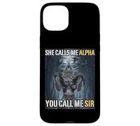Lei mi chiama Alpha Tu mi chiami Sir Funny Alpha Wolf Meme Custodia per iPhone 15 Plus