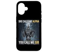 Lei mi chiama Alpha Tu mi chiami Sir Funny Alpha Wolf Meme Custodia per iPhone 16