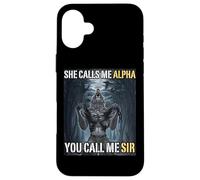 Lei mi chiama Alpha Tu mi chiami Sir Funny Alpha Wolf Meme Custodia per iPhone 16 Plus