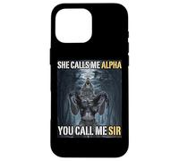 Lei mi chiama Alpha Tu mi chiami Sir Funny Alpha Wolf Meme Custodia per iPhone 16 Pro Max