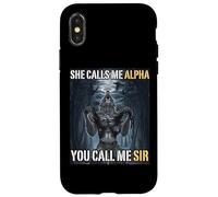 Lei mi chiama Alpha Tu mi chiami Sir Funny Alpha Wolf Meme Custodia per iPhone X/XS