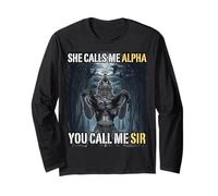 Lei Mi Chiama Alpha Tu Mi Chiami Sir Funny Alpha Wolf Meme Maglia a Manica