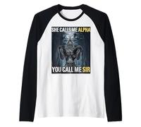 Lei Mi Chiama Alpha Tu Mi Chiami Sir Funny Alpha Wolf Meme Maglia con Maniche Raglan