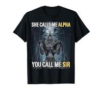 Lei Mi Chiama Alpha Tu Mi Chiami Sir Funny Alpha Wolf Meme Maglietta