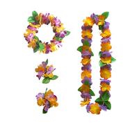 Lei-Set di 1 collana hawaiana con fascia e bracciale per cheerleader, feste di compleanno, carnevale, spiaggia e altro