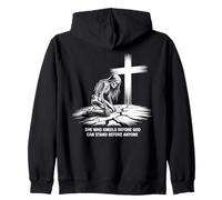 Lei Si inginocchia Davanti a Dio Scheletro Cross Faith Felpa con Cappuccio