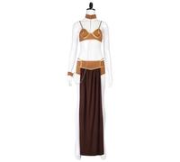 Leia - Costume da donna da principessa Leia, da schiavo, per cosplay, sexy, con reggiseno e gonna per hallwoeen (rosso scuro, S)