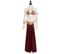 Leia - Costume da donna da principessa Leia, da schiavo, per cosplay, sexy, con reggiseno e gonna, per Hallwoeen (rosso, L)