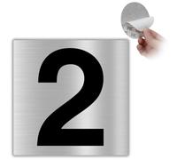 LEIASA | Numero Adesivo Casa - 10x10 cm - Alluminio - N. 2 - Numero Appartamento Hotel - Enumerazione Porte - Esterno ed Interno - Numero Porta - Numero 2 (Numero 2)