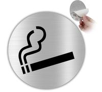 LEIASA | Segnale adesivo consentito fumare - Diametro Ø 100 mm - Spessore 0,8 mm - Alluminio - Etichetta zona fumatori - Segno fumatori consentito - Cartello adesivo 3M Area fumatori