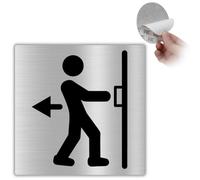 LEIASA | Segnale Adesivo Tirare Porta - 10x10 cm - Spessore 0,8 mm - Alluminio - Cartello Tirare - Etichetta Direzione di apertura - Segnale Porta Spinta Fuori - (Segnale Tirare Porta)