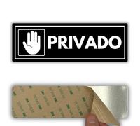 LEIASA | Segnale privato - 7,5 x 23 cm - Spessore 2 mm - Acrilico - Targa adesiva - Cartello Zona privata - Etichetta Accesso limitato - (Privato Mano)