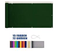 LEIBING Telo Frangivista 1x3.5m Anti-ultravioletto, antistrappo, Antivento Terrazzo Frangivista con Occhielli, Fascette in Nylon e Corda per balconi, Cortili, terrazzi, Verde Scuro