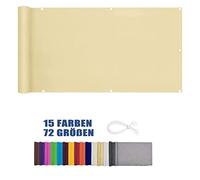 LEIBING Telo Frangivista 1x3.5m UV HDPE Telo frangivento Telo Frangivista Fascette e Fili in Nylon per balconi, Cortili, terrazzi, Color Crema