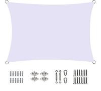 LEIBING Vela Parasole 2x5m 90% Resistente ai Raggi UV Antipioggia Telo Parasole con Corda di Fissaggiocon Kit per Esterni, Terrazza, Giardino, Prato, Bianco