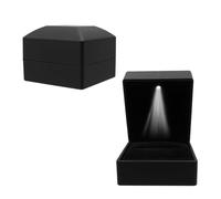 LEIBOCHAO Scatole Regalo per Anello Nero, Scatola Anello con LED Interna, Scatola per Anelli, Porta Anello per Matrimonio, Anniversario, Fidanzamento, Proposta