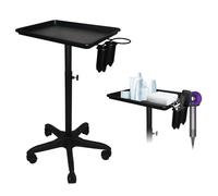 LEIBOU Vassoio di parrucchiere, Carrello per vassoi da salone con piattaforma portaoggetti, vassoio per tatuaggi in alluminio con carrello a ruote regolabile in altezza