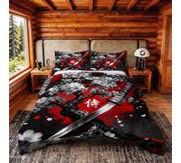 Leichong Copripiumino una Piazza e Mezza Fior di Ciliegio Giapponese Traspirante in Microfibra Set di Biancheria da Letto Ciliegio in Fiore Reversibile con Cerniera 3D Copripiumino 200x200 cm