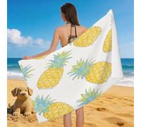 Leichong Telo Mare Grande Microfibra 100x200 cm Ananas, Telo da Bagno in 3D Frutta Tropicale Asciugamano da Spiaggia da Asciugatura Rapida Assorbente per Palestra, Yoga