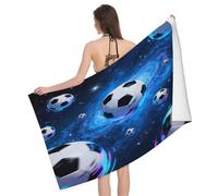 Leichong Telo Mare Grande Microfibra 100x200 cm Calcio Stampato, Telo da Bagno in 3D Stile Tecnologico Asciugamano da Spiaggia da Asciugatura Rapida Assorbente per Palestra, Yoga