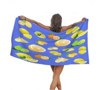 Leichong Telo Mare Grande Microfibra 100x200 cm Limone, Telo da Bagno in 3D Frutta Asciugamano da Spiaggia da Asciugatura Rapida Assorbente per Palestra, Yoga