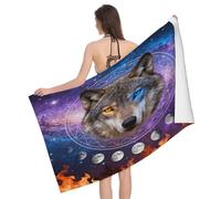 Leichong Telo Mare Microfibra 70x140 cm Lupo, Telo da Bagno in 3D Mistico Asciugamano da Spiaggia da Asciugatura Rapida Assorbente per Palestra, Yoga