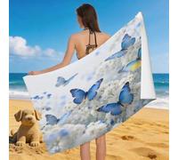 Leichong Telo Mare Microfibra 70x140 cm Motivo a Farfalla e Fiore, Telo da Bagno in 3D Elegante Asciugamano da Spiaggia da Asciugatura Rapida Assorbente per Palestra, Yoga