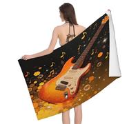Leichong Telo Mare Microfibra 70x140 cm Serie di Chitarra, Telo da Bagno in 3D Musica Asciugamano da Spiaggia da Asciugatura Rapida Assorbente per Palestra, Yoga