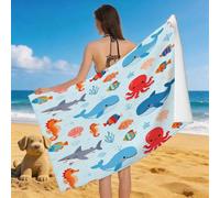 Leichong Telo Mare Microfibra 80x160 cm Creature Marine, Telo da Bagno in 3D Adatto Ai Bambini Asciugamano da Spiaggia da Asciugatura Rapida Assorbente per Palestra, Yoga