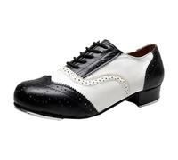 Leichtrit Calzature Tip Tap Jazz,Scarpe da Tip Tap da Uomo e da Donna con Lacci a Tacco Basso,Scarpe Tip Tap in Pelle PU,Si Adatta Bene al Piede,Antiurto,per Pratica e Il palco Hombres Mujeres