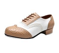 Leichtrit Calzature Tip Tap Jazz,Scarpe da Tip Tap da Uomo e da Donna con Lacci a Tacco Basso,Scarpe Tip Tap in Pelle PU,Si Adatta Bene al Piede,Antiurto,per Pratica e Il palco Hombres Mujeres