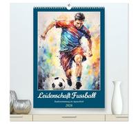 Leidenschaft Fussball. Stadionstimmung im Aquarellstil (hochwertiger Premium Wandkalender 2026 DIN A2 hoch), Kunstdruck in Hochglanz: Farbenfrohe Fußballmomente für das ganze Jahr!